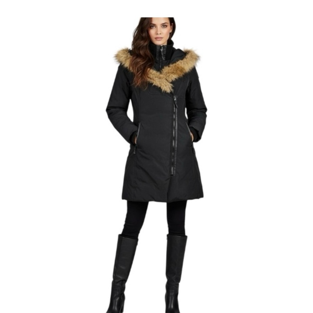 RUDSAK Black Coat with Tan Fur Trim